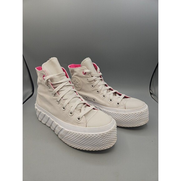 Women 7 Converse CTAS Surface Fusion Pale Putty Lift 2X Platform Sneaker Chucks - Picture 1 of 10